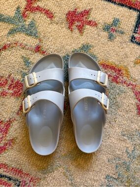 Birkenstock Light Blue Double Strap Slide Sandals
